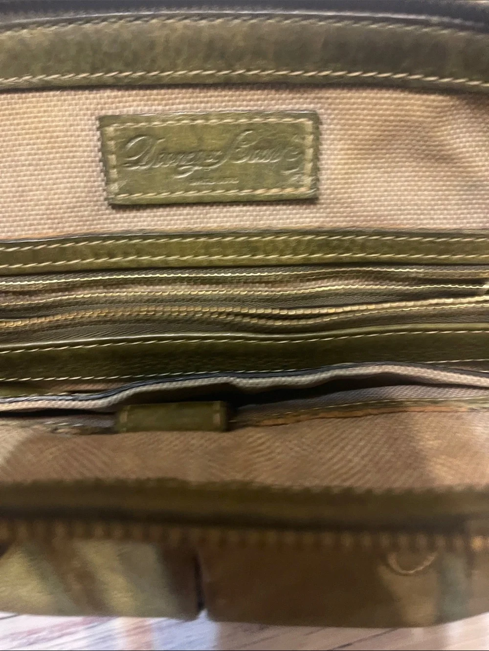 Dooney & Bourke Florentine Leather Olive Green East West Satchel Bag